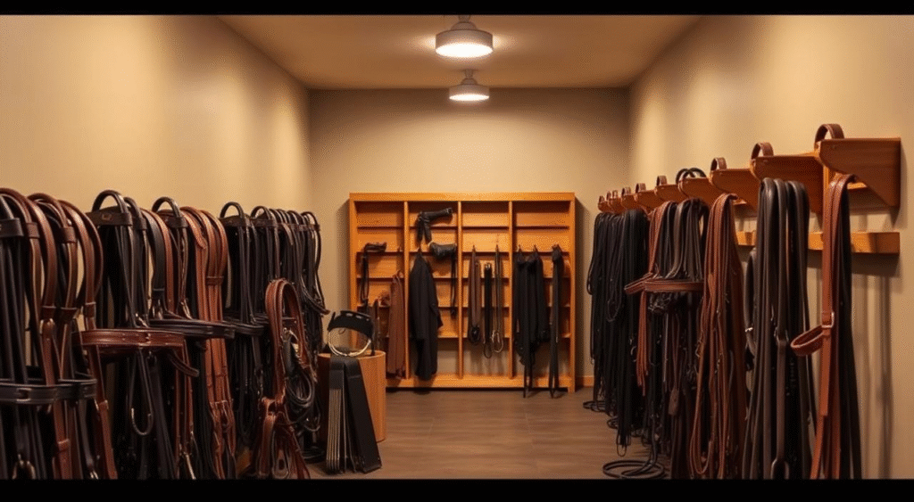 storing bridles, bits, and rein