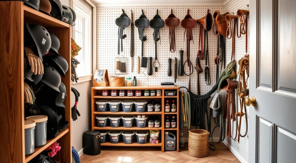 Tack room organization for small spaces