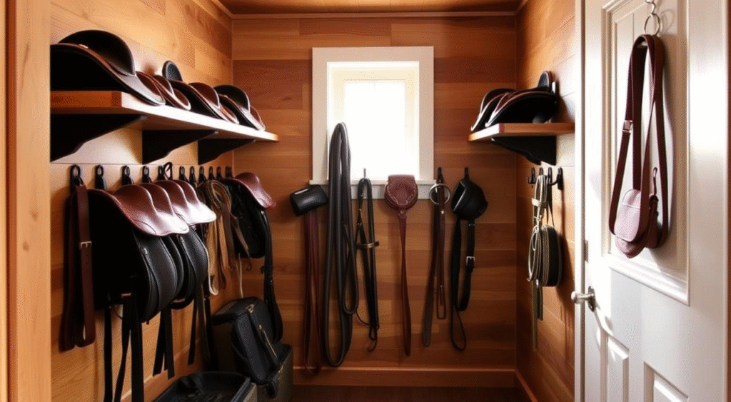 Tack room organization for small spaces